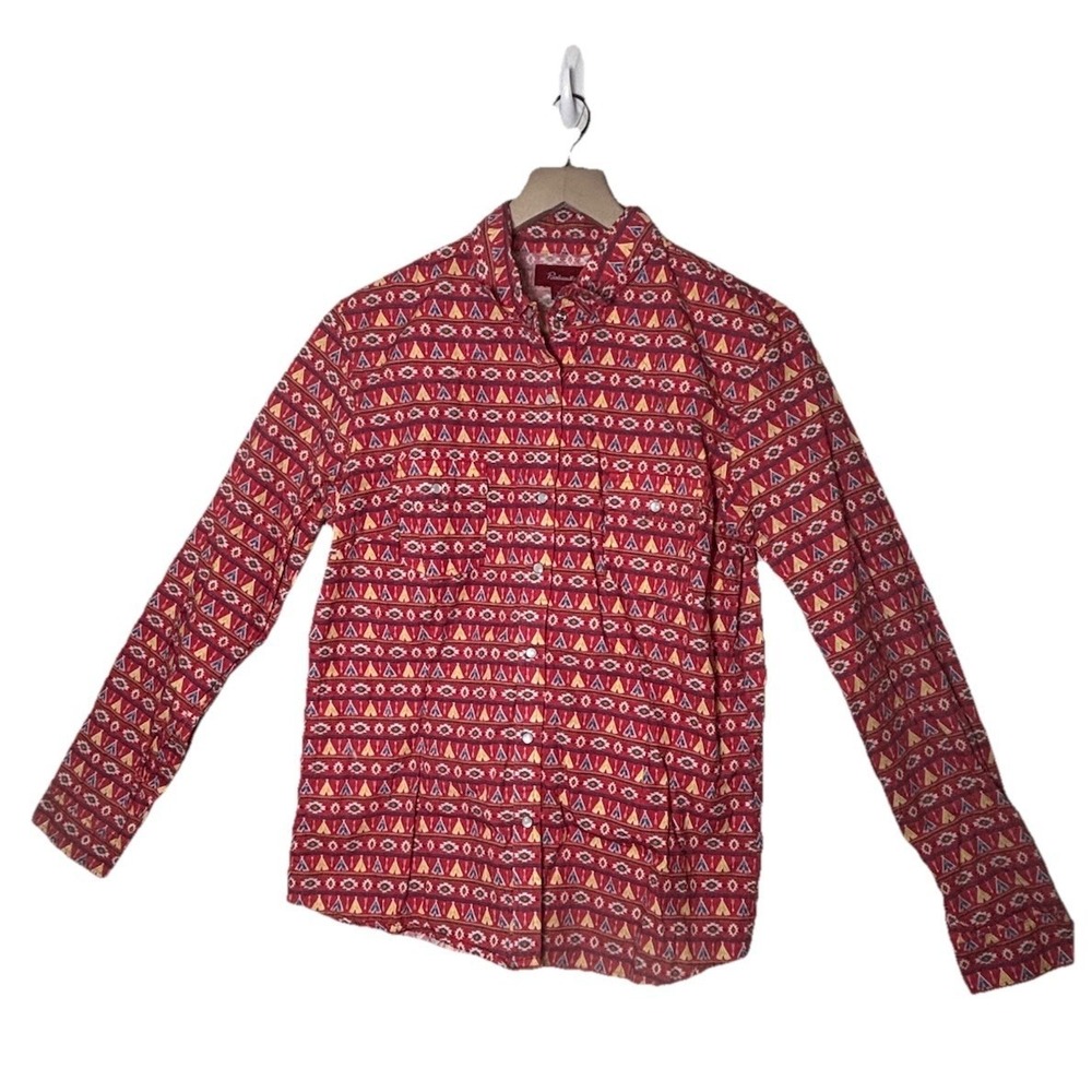 Panhandle Slim Mens Red Southwestern Teepee Pearl Snap Western Shirt Size Large